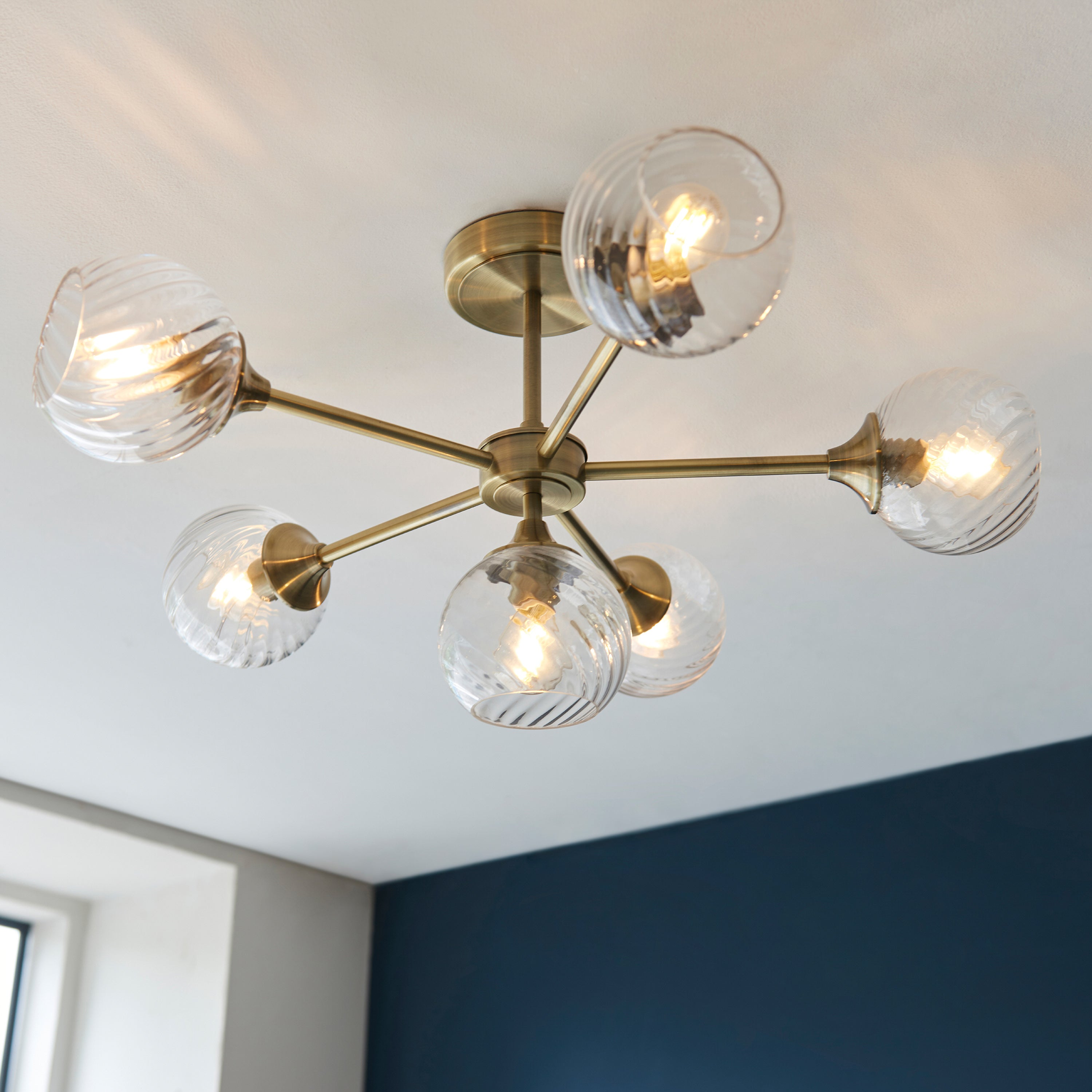 Dakota Antique Brass Ceiling Light | Medium